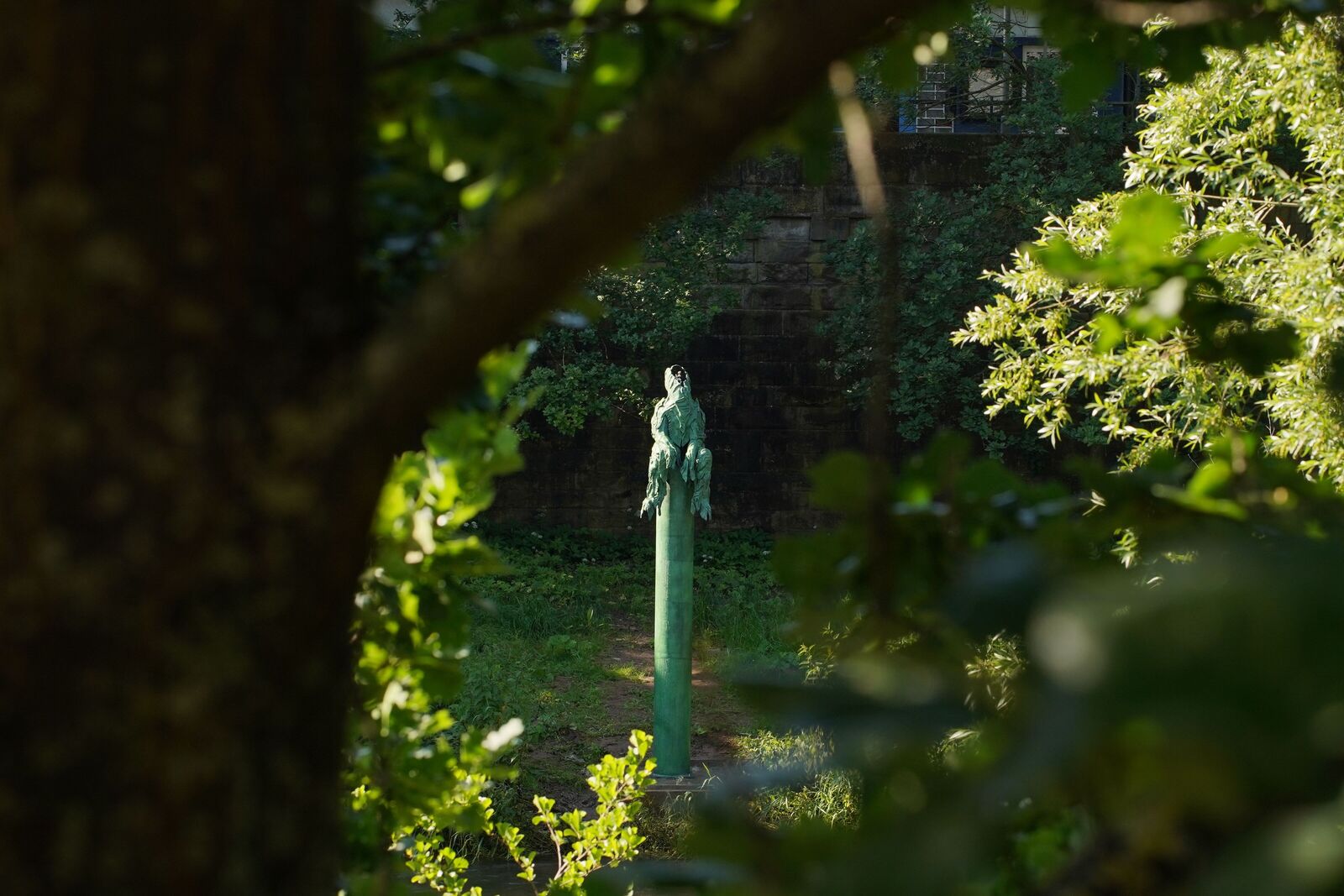The Haug sculpture on the riverbank provides the water mist. The Haug sculpture on the riverbank provides the water mist.