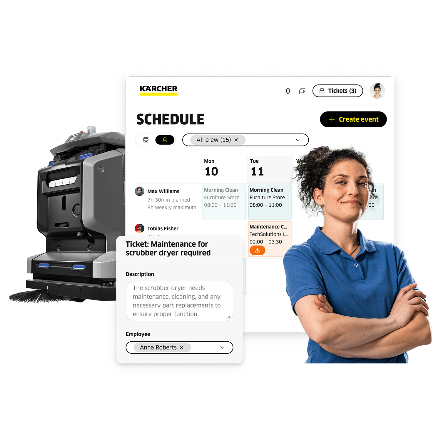Connected Cleaning helps you manage, optimise and grow your cleaning business Connected Cleaning: Digital plattform on Desktop PC and iPhone or Android app